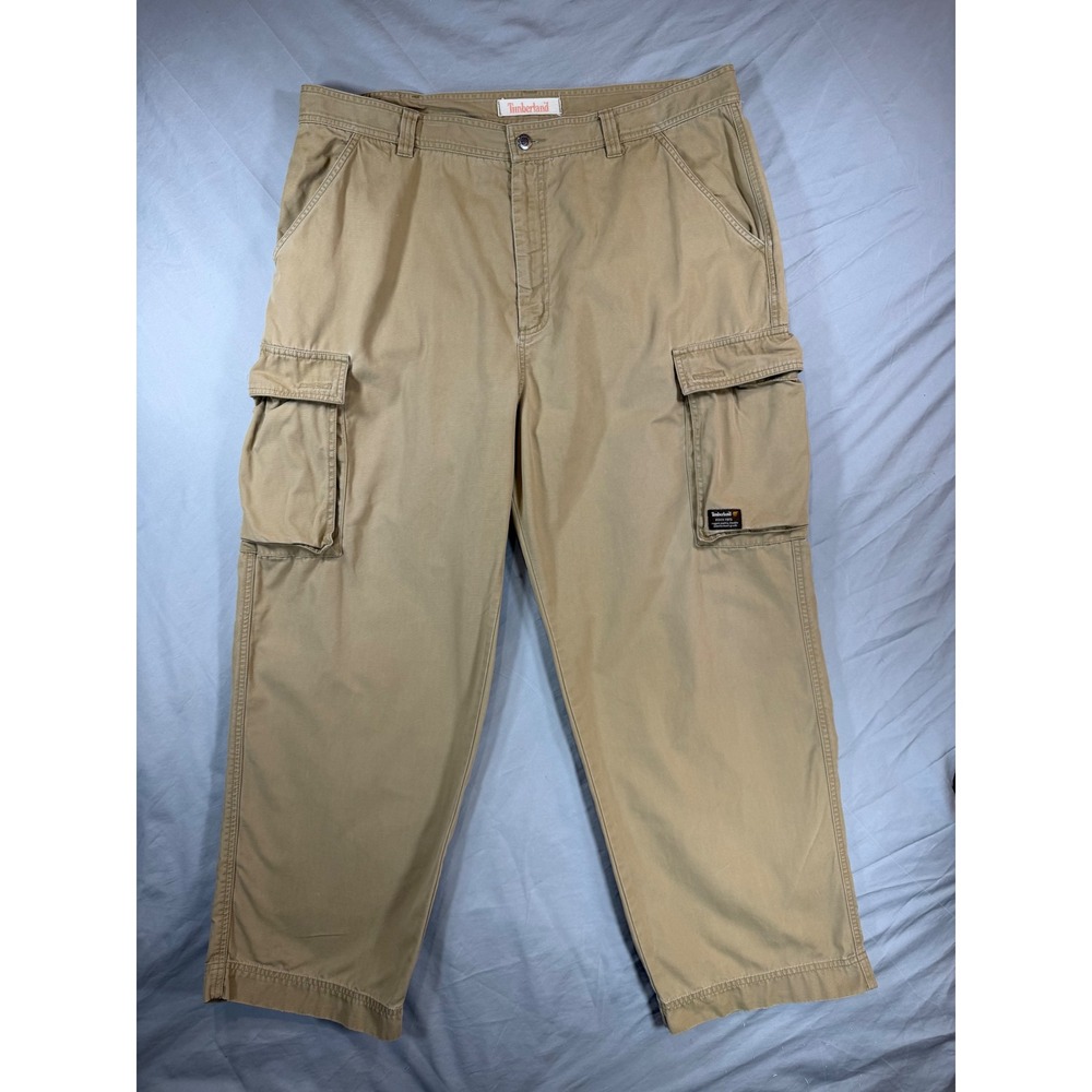 Timberland Mens Cargo Pants Tan Cotton Y2K Baggy Hiking‎ Skater Utility Sz 40